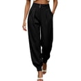thumbnail image 2 of ClodeEU Women's High Waist Button Tapered Dress Pants with Pockets,Business Casual Work Trousers Black,Women's Plus L, 2 of 7