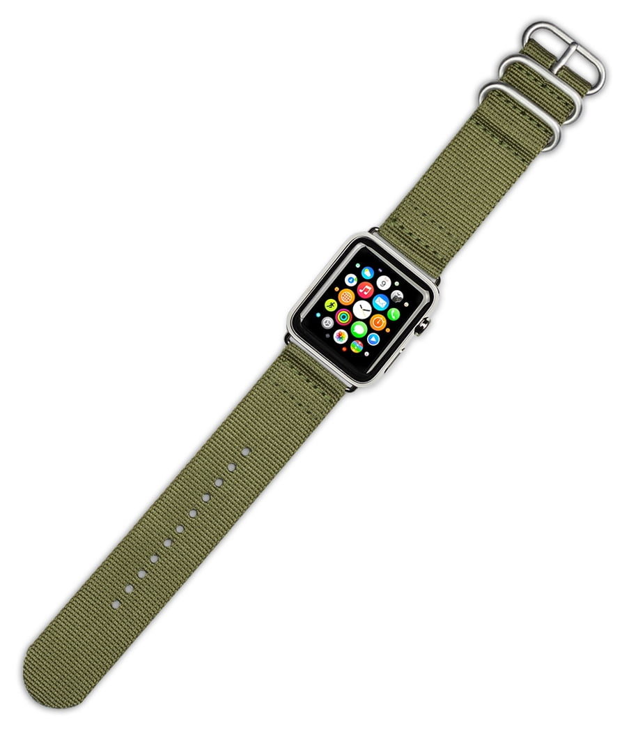 deBeer brand Apple Smart Watch Replacement Nylon Watch Strap Olive