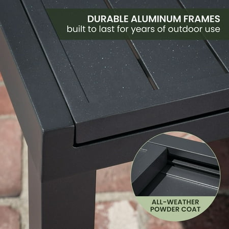 Hanover Naples 11 Pcs Aluminum Outdoor Dining Set, Gray