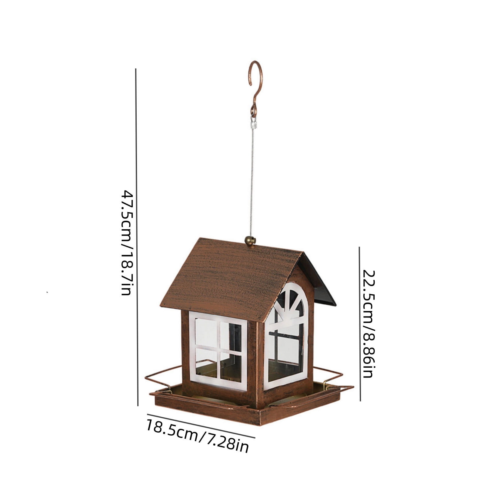 Squirrel Proof Metal Bird Feeder, Outdoor Sturdy Hanging Feeder, Adjustable Seed Garden Birdhouse, Patio Large Capacity Feeder, 18.66x8.86x7.09 Inches