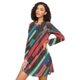 thumbnail image 3 of FORMRS Womens Long Sleeve Nightgowns Crew Neck Sleep Shirt Soft Pajamas Sizes S-3XL, Blue Abstract Lines, 3 of 8