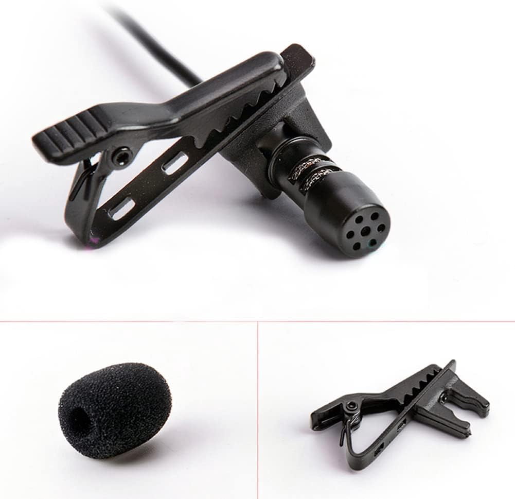 Black Lavalier Microphone, Cardioid Condenser Clip-on Mic for Shure Wireless Systems, Mini XLR 4Pin TA4F Plug