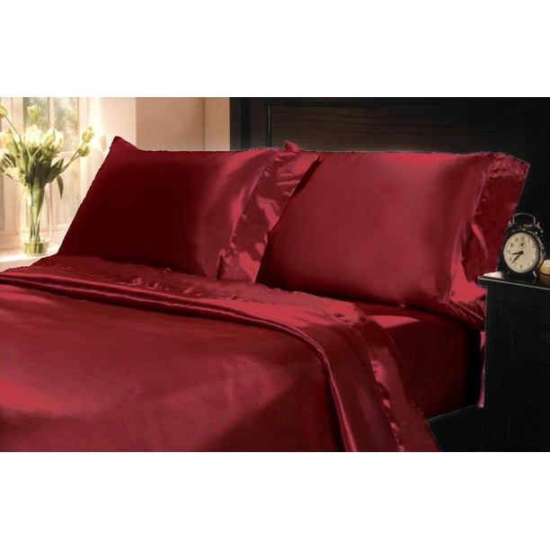 4-Pc Poly Satin Bed Sheet Pillowcase Set 15 inch Deep ...