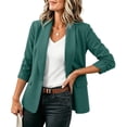 thumbnail image 4 of JOANKDMI Casual Open Front Blazers for Women Ruched 3/4 Sleeve Lapel Cardigan Tops Lightweight Business Office Work Jackets Outerwear Everyday Wear Basic Suits, 4 of 9