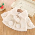 thumbnail image 2 of Xmarks Toddler Baby Girls Warm Cloak Coat Flower Girls Princess Faux Fur Bolero Shrug Jacket 0-3 Years Little Girl Fleece Pom Pom Cape Coat 0-6 mwhite, 2 of 6