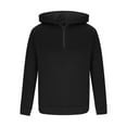 thumbnail image 4 of Men's Quarter Zip Hoodies Casual Long Sleeve Drop Shoulder Sweatshirt Solid Color Pullover Daily Sweatshirts with Pockets Black XXL, 4 of 6