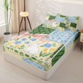 thumbnail image 2 of Manfei Patchwork Plaid Bowknot Zipper Twin Comforter Sets with Fitted Sheet and 2 Pillowcases,Cute Floral Zipper Bedding Set,Colorful Stars Reversible,4 Pieces, 2 of 7