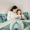 thumbnail image 5 of Manfei Peacock Feather Queen Comforter Set,Abstract Art Bedding Sets,Green Blue Bedding Comforter Set For Girl,Microfiber Bedroom Decor Reversible,3-Piece, 5 of 8