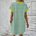 thumbnail image 6 of Kaemgyyd Dress for Women Casual Loose Crew Neck T Shirt Dress Soft Stripe Printing Short Sleeve Mini Tunic Dresses with Pockets, 6 of 6