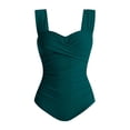 thumbnail image 7 of Hduncf Womens One Piece Swimsuit Retro Square Neck Tummy Control Bathing Suits Wide Straps Ruched Modest Full Coverage Swimwear Green XL, 7 of 7