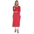 thumbnail image 5 of Phagun Indo WesternSolid Kurti For Women's V-Neck W/ Side Slit Indian Traditional Wear, 5 of 7
