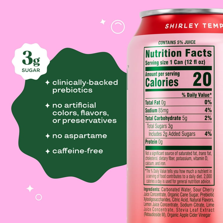 Bloom Nutrition Pop Shirley Temple Prebiotic Soda, 12 fl oz, 4