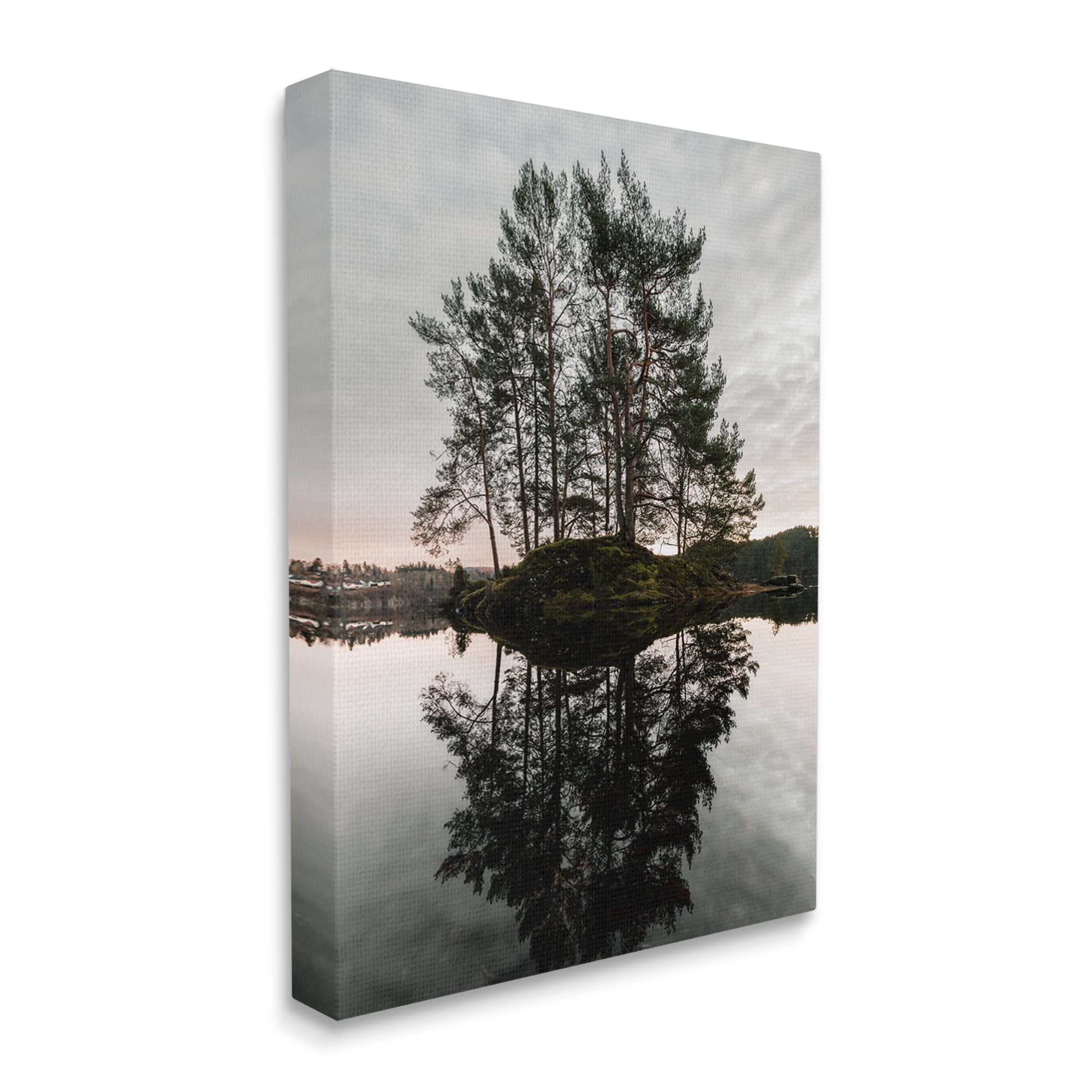 Stupell Industries Tree on Lake Landscape Nature Photography Gallery Wrapped Canvas Print Wall Art, 36 x 48
