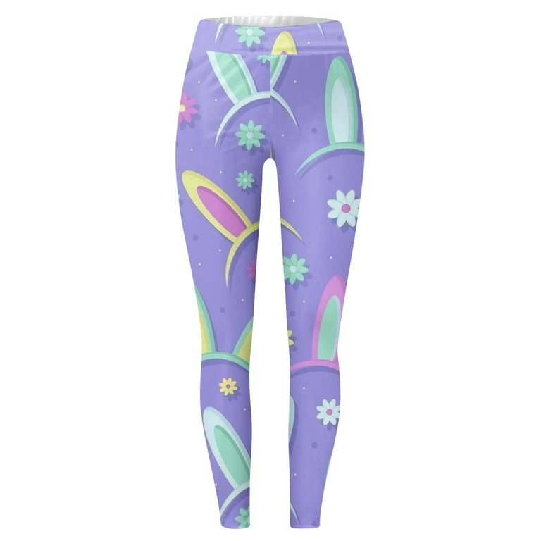 UoCefik Easter Leggings for Women Workout Easter Rabbit Bunny Eggs Tummy  Control Yoga Pant Soft Print High Waisted Tights Graphic Leggings Purple S  