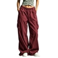 thumbnail image 3 of Gytharion Women's Elastic Waist Cargo Pants Solid Color Loose Wide Leg Pants Multi Pocket Casual Streetwear Trousers 2026, 3 of 7