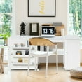 thumbnail image 4 of Gymax Folding Sewing Table Shelves Storage Cabinet Craft Cart W/Wheels Large White, 4 of 10