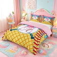 thumbnail image 2 of meiyoeat Boys Baseball Ball Games Duvet Cover Set,Watercolor Ice Cream Monogram A Print Bedding Full For Kids,pink Reversible,3 Pieces(No Comforter), 2 of 6