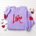 thumbnail image 2 of Felirenzacia Big and Tall Women's Valentine Pullover Sweet Heart Design Cozy Casual Everyday Top,Purple,XL, 2 of 5