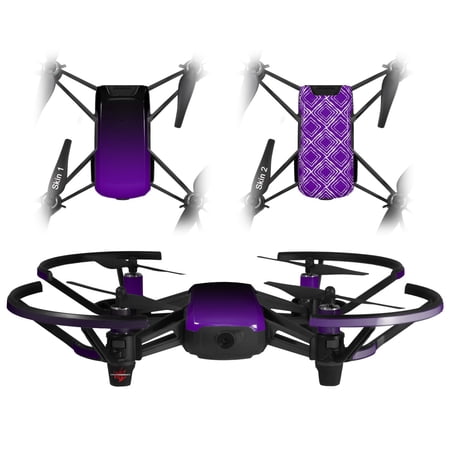 Skin Decal Wrap 2 Pack for DJI Ryze Tello Drone Smooth Fades Purple Black DRONE NOT INCLUDED