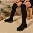 thumbnail image 6 of Pandaie Women's Suede Over The Knee Thigh High Boots Platform Stretch Riding Long Boot Chunky Heel Round Toe Winter Walking Dress Shoes Black 6, 6 of 8