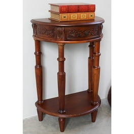 International Caravan Carved Small 1/2 Moon 2-Tier Wall Table International Caravan Carved Small 1/2 Moon 2-Tier Wall Table