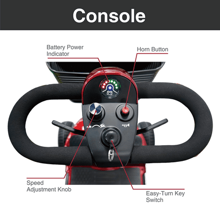 Equate Mobility 4-Wheel Motorized Power Scooter, Red