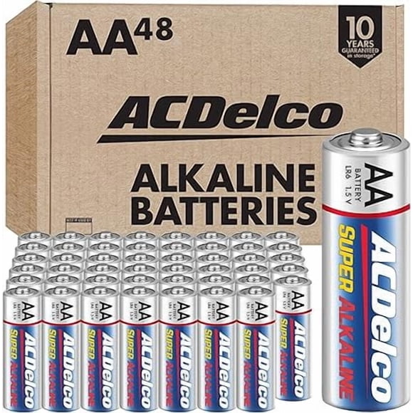 ACDelco 48-Count Double AA Batteries, Maximum Power Super Alkaline Battery for Home and Office, 10-Year Shelf Life, Reclosable Packaging