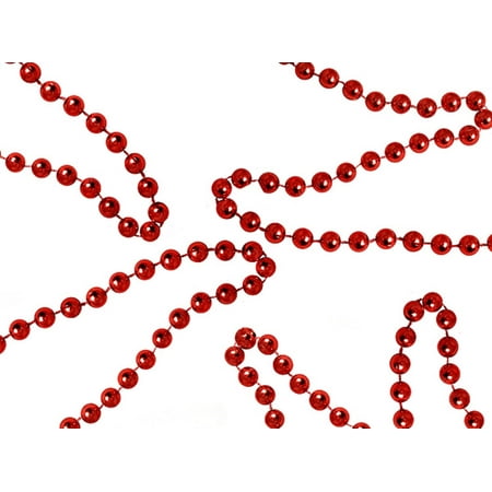 9' x 12mm Shiny Festive Holiday Red Beaded Christmas Garland - Unlit
