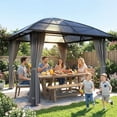 thumbnail image 2 of Outsunny Pavillon à Toit Rigide 10 Pieds x 10 Pieds avec Toit en Polycarbonate UV60+ et Rideaux, 2 of 10