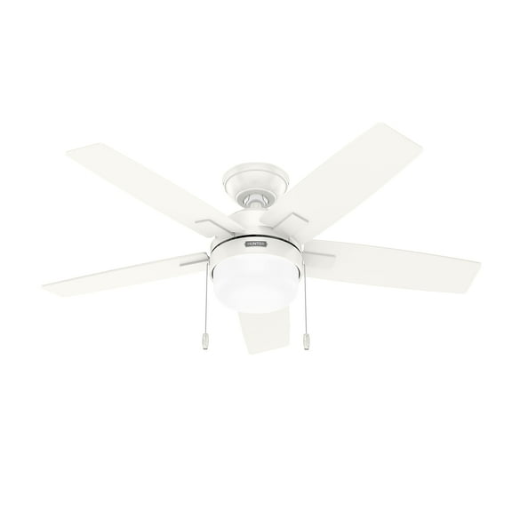 Restored Hunter Fan 44 Inch Contemporary Fresh White Finish Indoor Ceiling Fan With LED Light Kit and Pull Chain (Refurbished)
