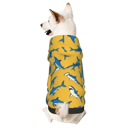 Haiem Shark Print for Winter Dog Hoodie Sweatshirts with Pockets Warm Dog Clothes for Small Dogs Chihuahua-X-Small