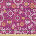 thumbnail image 2 of Ambesonne Blossom Fabric by the Yard Upholstery, Blooms in Retro Art Style, 1 Yard, Magenta and Orange, 2 of 5