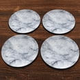 thumbnail image 2 of CARIBOU Drink Round Fabric Felt Neoprene Coasters Set of 4pcs, White Shiny Marble, 2 of 4