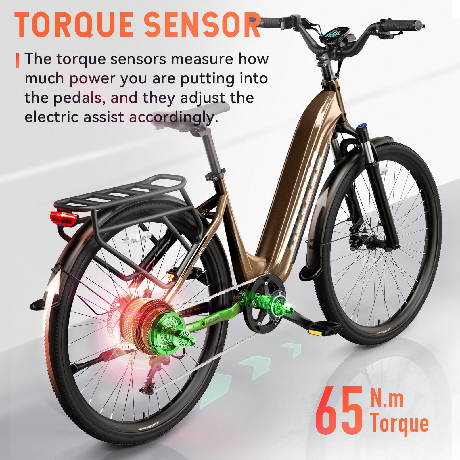 HOVSCO Electric Bike, 500W Peak Motor 20mph, 48V/15Ah, E-Mountain bicycle for Women, UL2849, APP Control