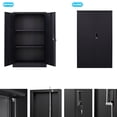 thumbnail image 6 of Seizeen Garage Storage Cabinet, Metal File Cabinet with Doors and Shelves, Lockable Tool Storage Cabinet with Universal Wheel, 3-Tier Adjustable Shelves, Black, 6 of 14