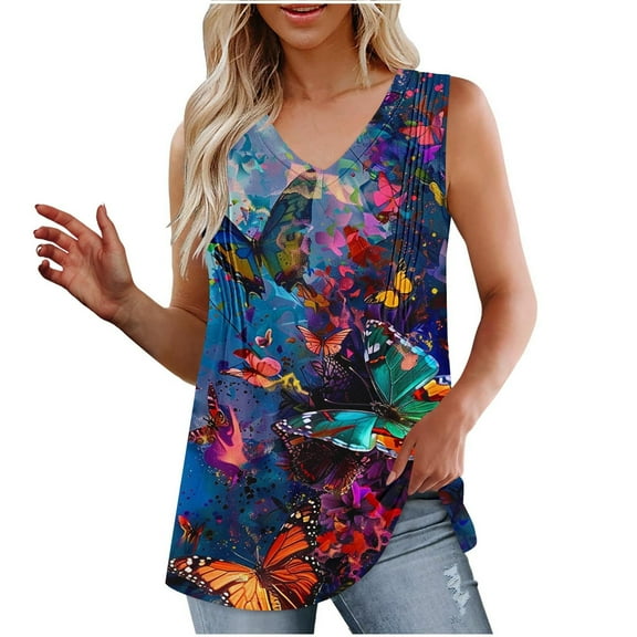 Womens Summer Tops Casual Sleeveless Tank Tops For Women Workout Tunic Tops For Women Loose Fit Short Sleeve Graphic T Shirts Women Trendy Vintage
