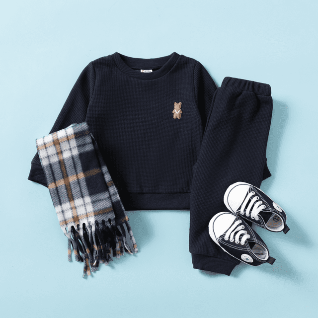PatPat 2pc Baby Girl/Boy Casual Animal Pattern Bear Long Sleeve Set