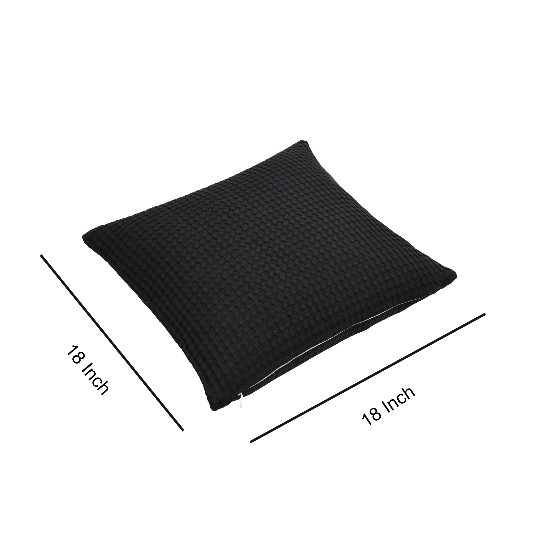 Mainstays Waffle Pillow Cover, 18" x 18", 2 pack, Rich Black