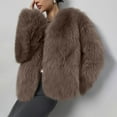 thumbnail image 2 of Stichou Womens 2025 Winter Coats Fluffy Cropped Faux Fur Jacket Long Sleeve Open Front Shaggy Outerwear Trendy Clothes Coffee 2XL, 2 of 9
