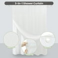 thumbnail image 3 of Inhousolu No Hook Snap-In Shower Curtain with Fabric Liner, Waffle Weave 230GSM Water Repellent Weighted Hem & Mesh Top Window, 72x72 inch, White, 3 of 8