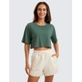 thumbnail image 3 of CRZ YOGA Pima Cotton Loose Crop T-Shirts for Women Workout Yoga Casual Athletic Short Sleeve Shirts Tops, 3 of 7