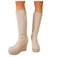 thumbnail image 5 of Taqqpue Women's Knee High Boots Round Toe Slip On Wedge Heel Platform Comfortable Long Boots for Women Size 5.5-10.5 Fashion Dress Shoes Fall Winter Riding Footwear Casual Walking, 5 of 10