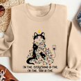 thumbnail image 4 of BXJX Women's Round Neck Christmas Print Sweatshirt- Casual Winter Holiday Loose Fit Christmas Pullover Tops Khaki Size L, 4 of 8