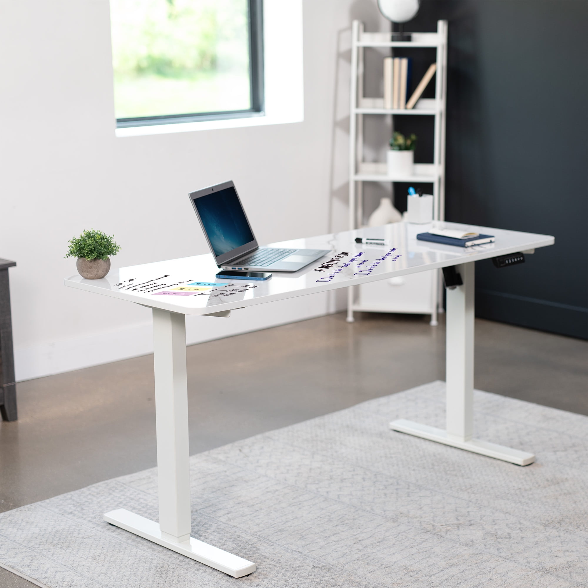 VIVO White Marble 60 x 24 inch Dry Erase Table Top for Sit to Stand Desk Frames