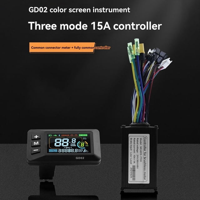 Controlador Sin Escobillas GD02 36 V, 48 V y 15 A con Pantalla LCD y Medidor 24 V A 60 V + Kit Acelerador para Scooter Eléctrico y Kit Reparación Bicicletas Eléctricas.
