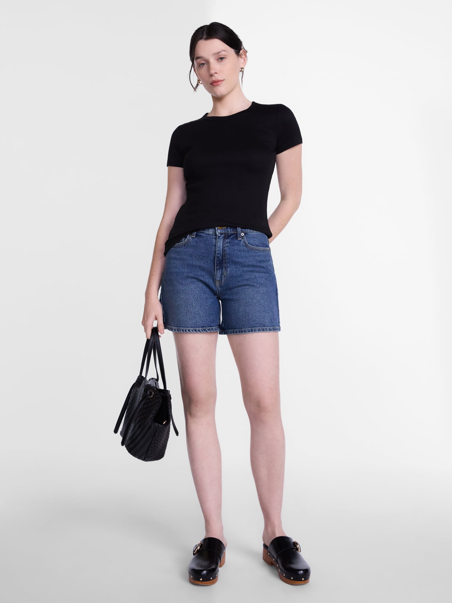 Scenario Women's High Rise A-Line Denim Shorts, 5" Inseam, Sizes 0-20