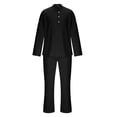 thumbnail image 4 of Stand Collar Henley Long Sleeve Shirt Matching Loose Fit Long Pants Casual Outfit Set For Men, 4 of 9