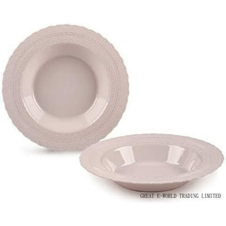 

OCCASIONS 40 Pieces Plates Pack Extra Heavyweight Disposable Vintage Wedding Party Plastic Bowls For Christmas(14 Oz Soup Bowl Chateau In Blush/Dusty Rose Pink)