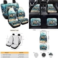 thumbnail image 4 of Yuyamidu Sea Turtle Car Seat Covers Full Set with Carpet Mats Blue Steering Wheel Cover Safe Belt Pads Handbrake Cover Set Coasters Fit for SUV Van, 15 Pack, 4 of 6