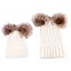 thumbnail image 2 of Cálida Y Bebé Recién Nacido Sombreros para Crochet Knit Hairball hat 2 Piezas Blanco CUTICAT Gorro para padres e hijos, 2 of 8